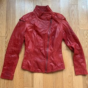 Danier red leather jacket